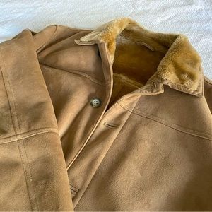 Tan shearling coat with Sherpa interior by Clairborne. Size M
